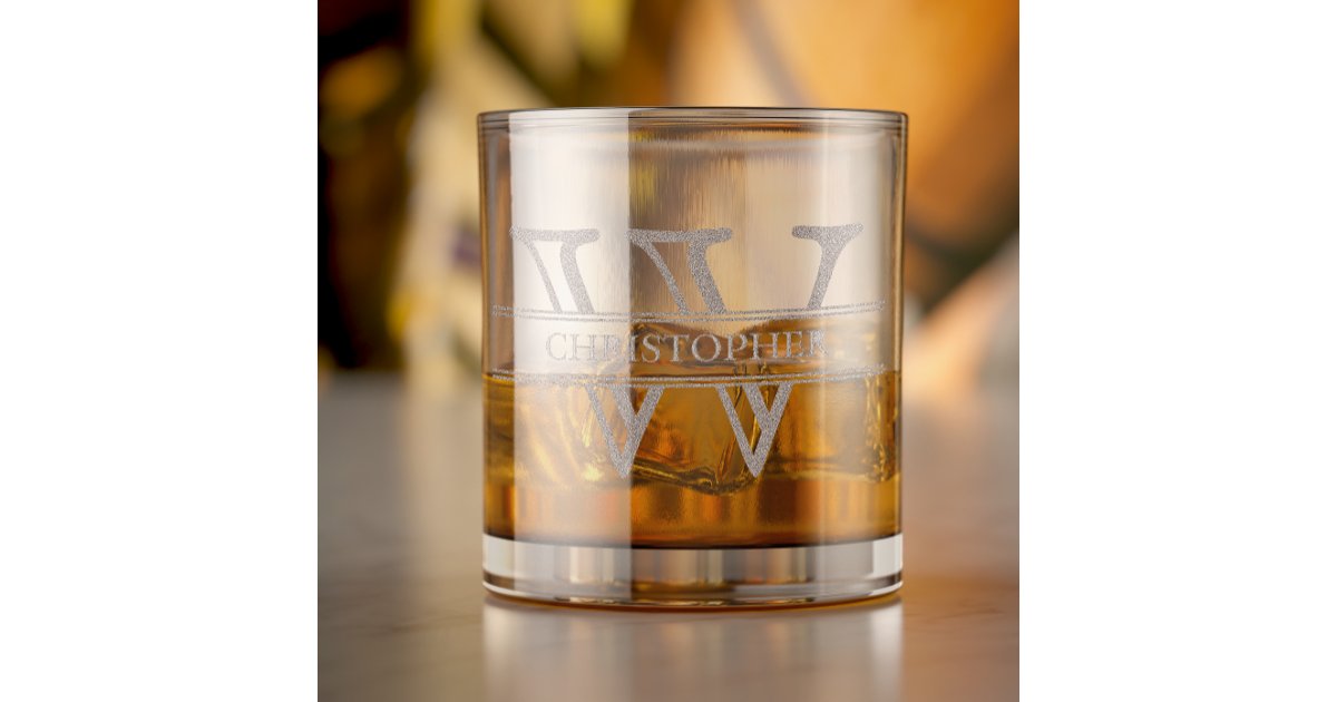 Simply Elegant Modern Minimalist Name and Initial Rocks Glass | Zazzle