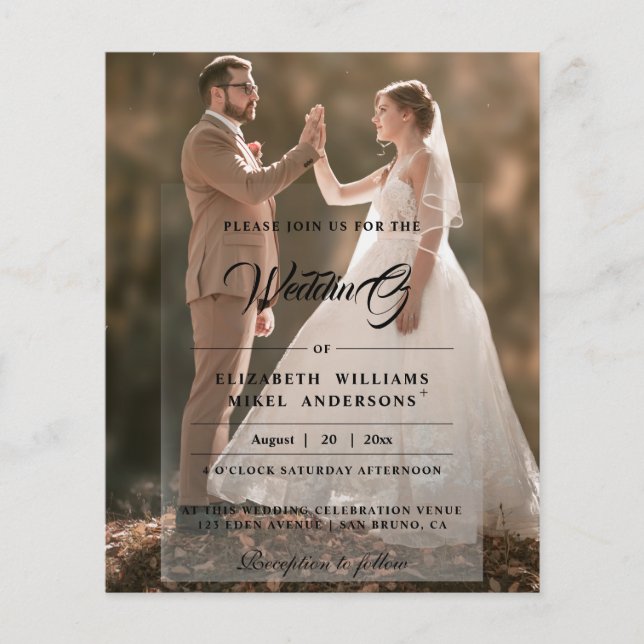 Simply Elegant Modern Photo Front & Back Wedding Flyer (Front)