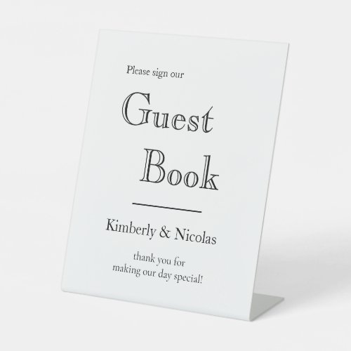 Simply Elegant Modern Wedding Guest Book  Pedestal Pedestal Sign