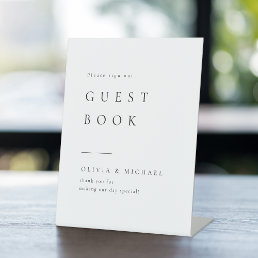 Simply Elegant Modern Wedding Guest Book Pedestal Sign