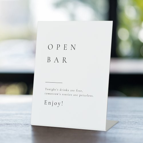 Simply Elegant Modern Wedding Open Bar Pedestal Sign