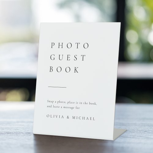 Simply Elegant Modern Wedding Photo Guest Book Pedestal Sign
