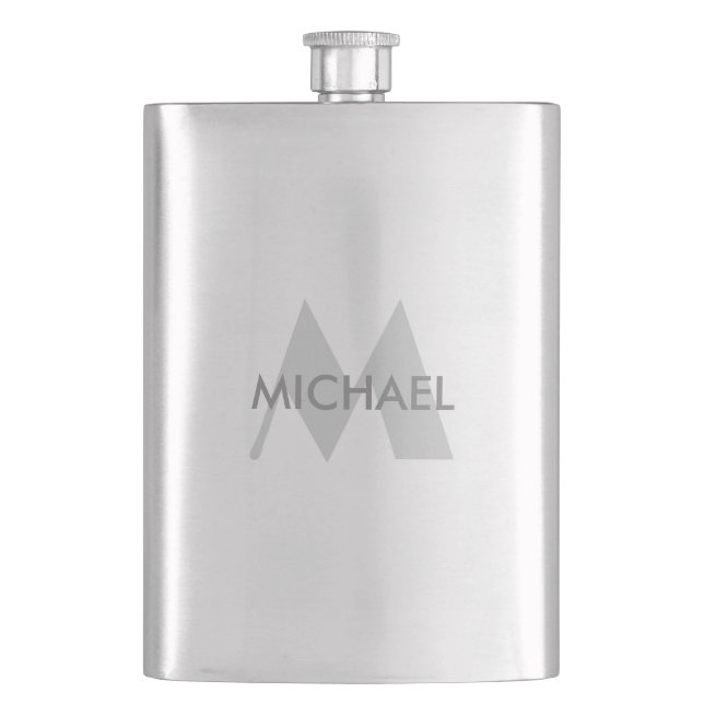 Simply Elegant Monogram and Name Flask (Front)