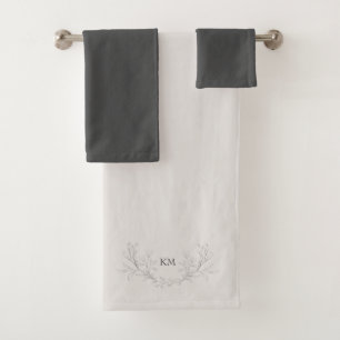 Simply Elegant Monogram Grey Bath Towel Set