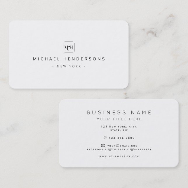 Simply & Elegant Monogram Minimalist Professional  Business Card (Front/Back)