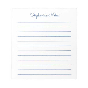 Simply Elegant Navy Blue Lined Personalized Notepad