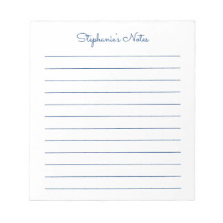 Simply Elegant Navy Blue Lined Personalized Notepad