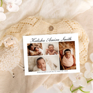 Simply Elegant Neutral Baby Photo Collage Birth Announcement