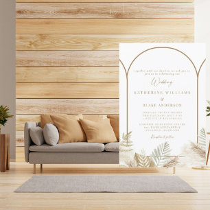 Simply Elegant Pampas & Gold Neutral Invitation