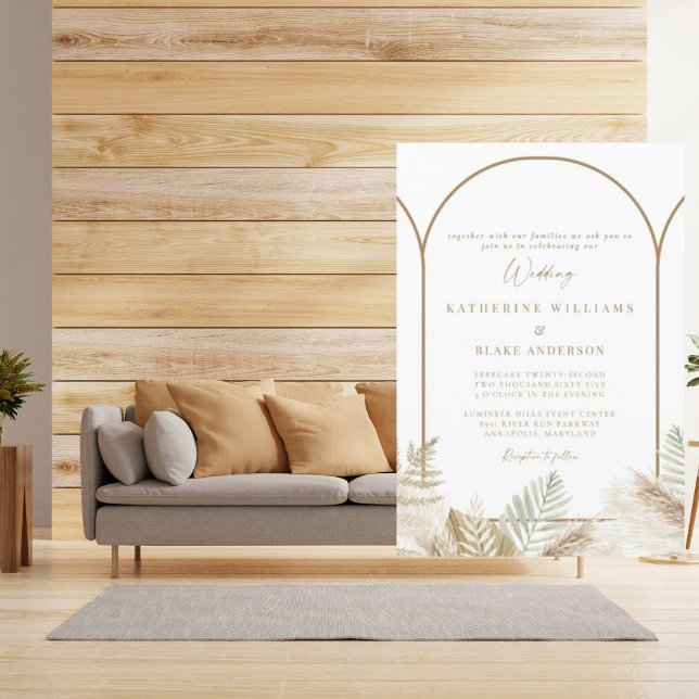 Simply Elegant Pampas & Gold Neutral Invitation (Creator Uploaded)