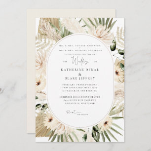 Simply Elegant Pampas Wedding Both Parents Invitation