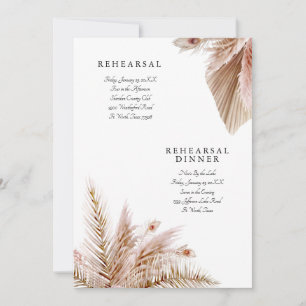 Simply Elegant Pampas Wedding Rehearsal II Invitation