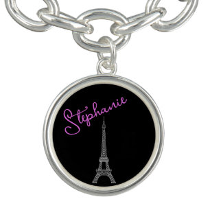 Simply Elegant Paris Eiffel Tower Black Bracelet