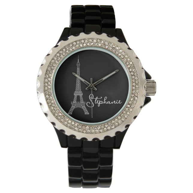Simply Elegant Paris Eiffel Tower Black Watch (Front)
