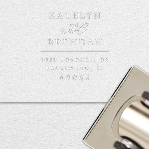Simply Elegant Personalized Couple Name Address Embosser