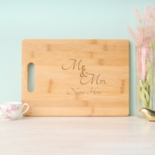 Simply Elegant Personalized Mr and Mrs Name Cutting Board