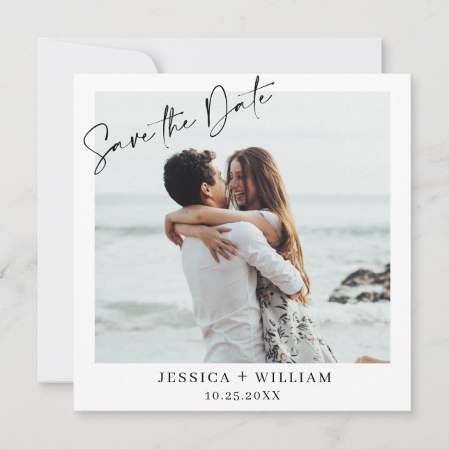 Simply Elegant Photo Simple Modern Wedding Save The Date (Front)