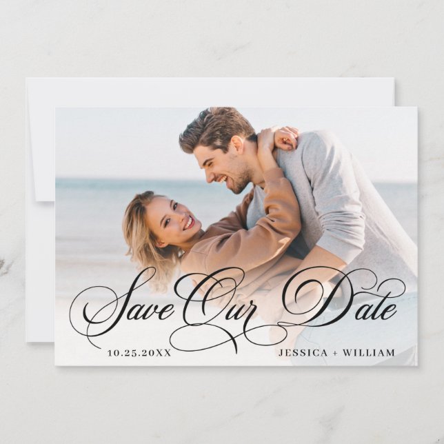 Simply Elegant Photo Wedding 2 PHOTO Save The Date (Front)
