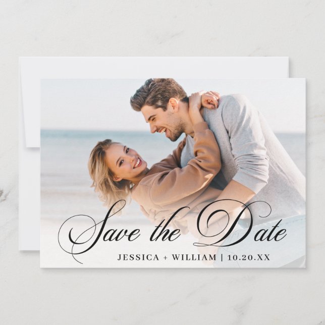 Simply Elegant Photo Wedding 3 PHOTO Simple Modern Save The Date (Front)
