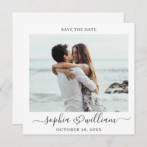 Simply Elegant Photo Wedding  Hearts Simple Modern Save The Date