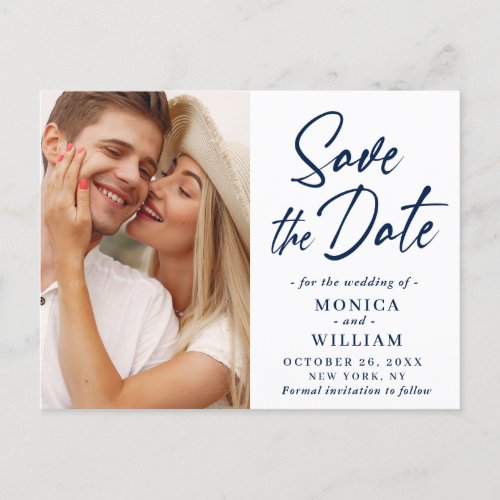 Simply Elegant PHOTO Wedding Save the Date Announcement Postcard