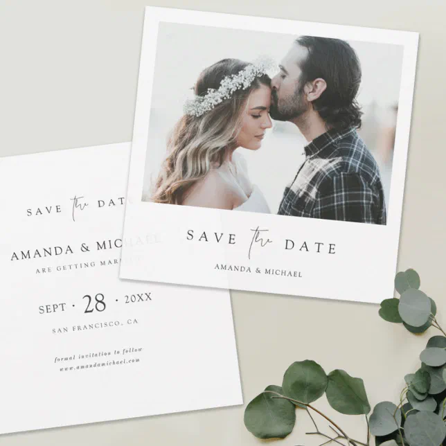 Simply Elegant Photo Wedding Save The Date Invite 