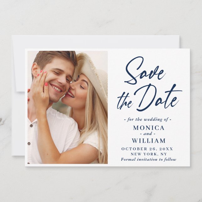 Simply Elegant Photo Wedding Simple Modern Save The Date (Front)