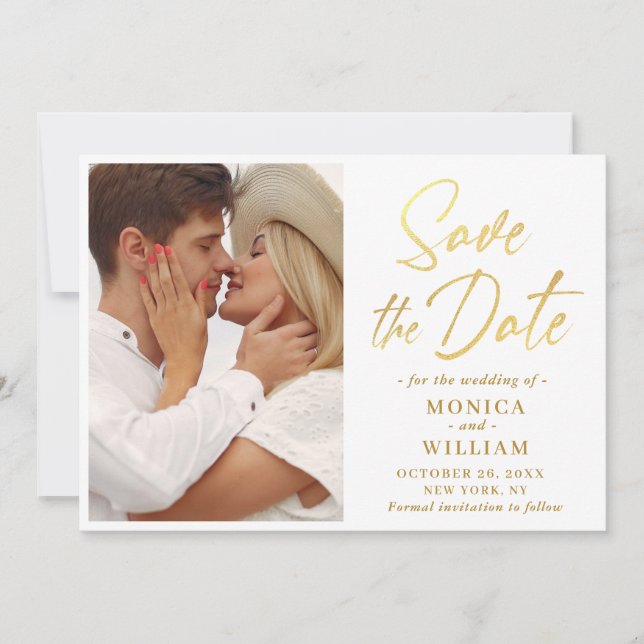 Simply Elegant Photo Wedding Simple Save The Date (Front)