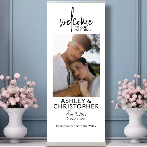Simply Elegant Photo Wedding Welcome Retractable Banner