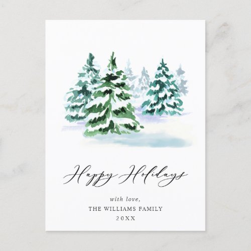 Simply Elegant Pine Tree Christmas Greeting Postcard