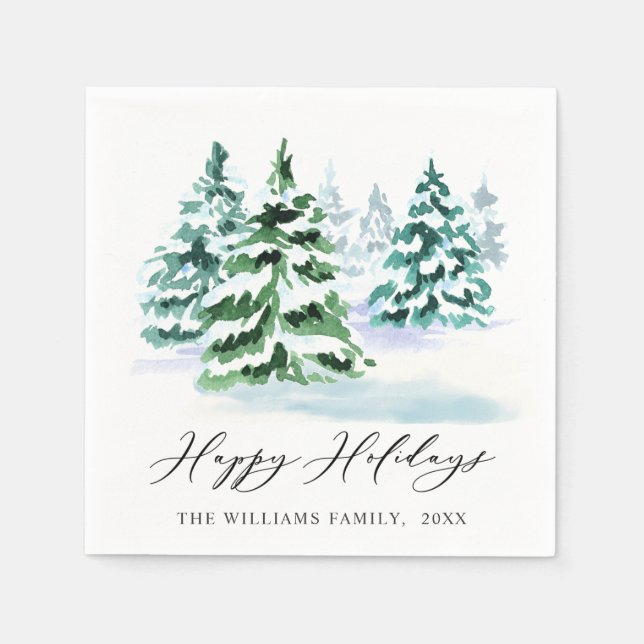Simply Elegant Pine Tree Christmas Holiday Napkins (Front)