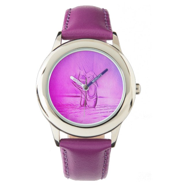 Simply Elegant Purple Ballet Shoes on Pointe Watch (Front)