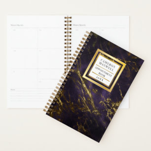 Simply Elegant Purple   Gold Marble Appointment Planner