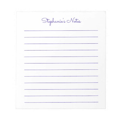 Simply Elegant Purple Lined Personalized Notepad