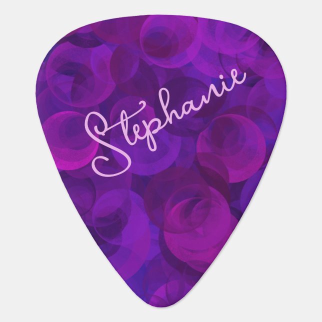 Simply Elegant Purple Personalized Mongram Name Guitar Pick (Front)
