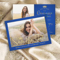 Simply Elegant Quinceañera 2 Photo Royal Blue Gold