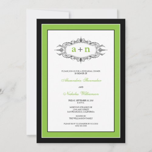 Simply Elegant Rehearsal Dinner Invitation (lime)