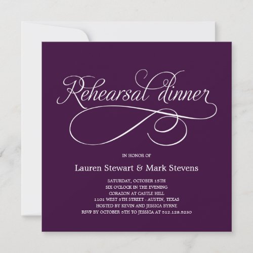 Simply Elegant Rehearsal Dinner Invitation Purple