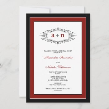 Simply Elegant Rehearsal Dinner Invitation (red) by TheWeddingShoppe at Zazzle