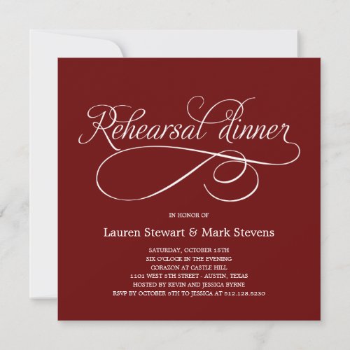 Simply Elegant Rehearsal Dinner Invitation Red