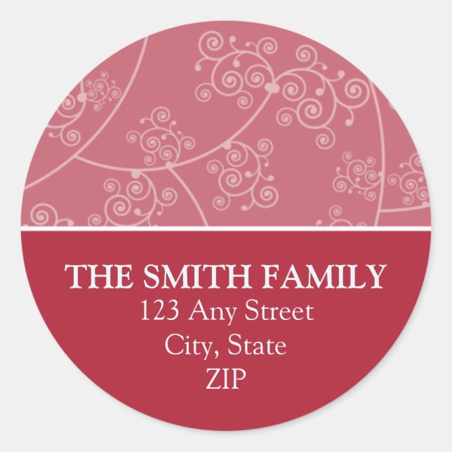 Simply Elegant Return Address Seal Red Sticker (Front)