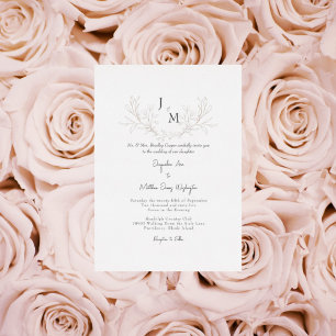 Simply Elegant Rose Gold Foliage Wedding Foil Invitation