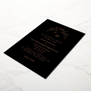 Simply Elegant Rose Gold Vintage Black II Foil Invitation
