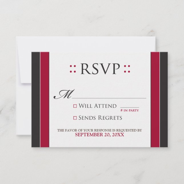 Simply Elegant RSVP Card (red/black) (Front)