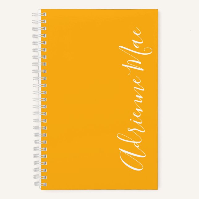 Simply Elegant Saffron Yellow Personalized 5.5x8.5 Notebook (Front)