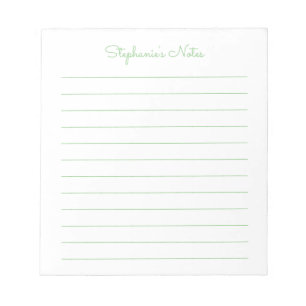 Simply Elegant Sage Green Lined Personalized Notepad