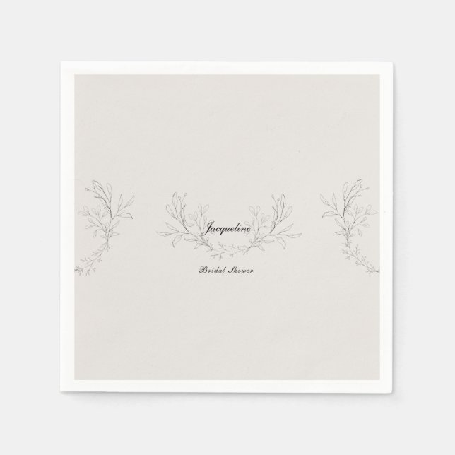 Simply Elegant Script Cream Bridal Shower Cocktail Napkins (Front)