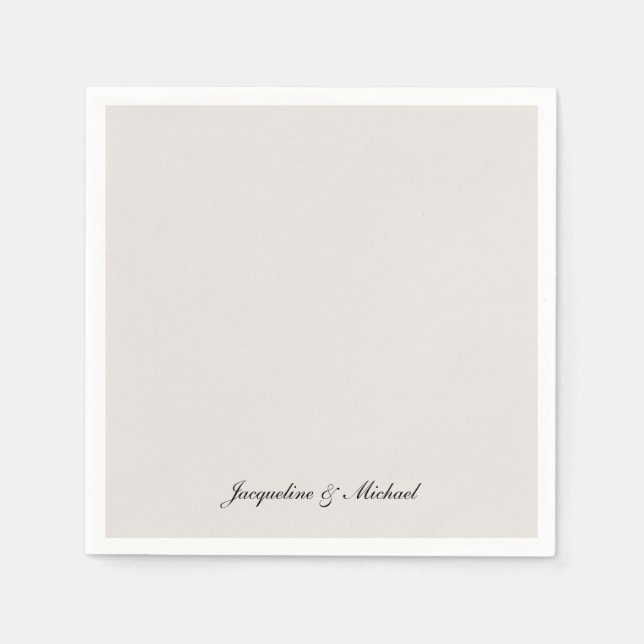 Simply Elegant Script Cream Wedding Cocktail Napkins (Front)