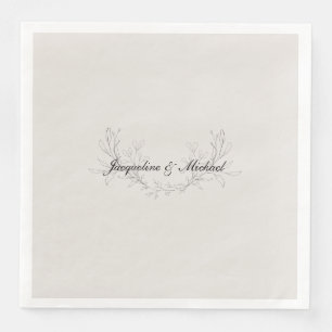 Simply Elegant Script Cream Wedding Dinner Paper Dinner Napkins