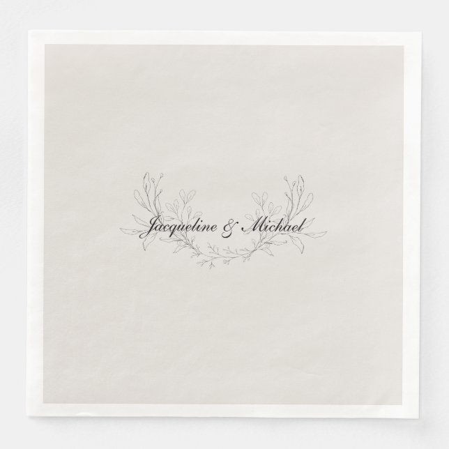 Simply Elegant Script Cream Wedding Dinner Paper Dinner Napkins (Front)